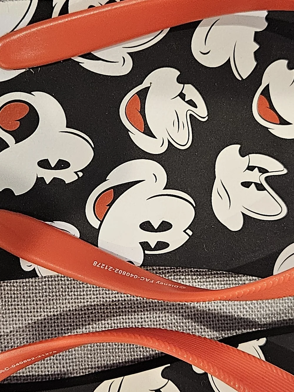 Disney Black Flip Flops with White Mickey Faces and Coral Straps NEW WITHOUT TAG
